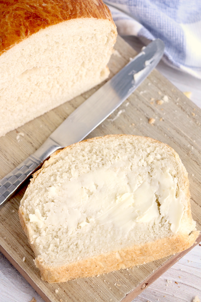Slice of homemade buttered bread