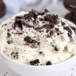 Bowl of crushed Oreos in vanilla pudding