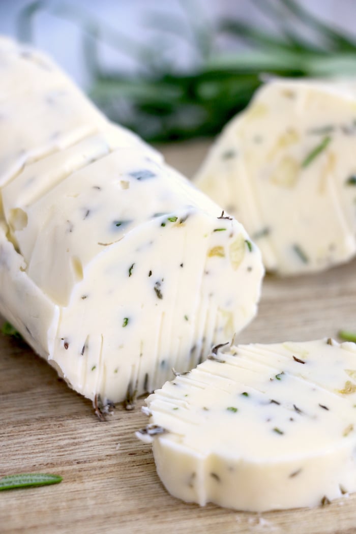 round of garlic herb butter