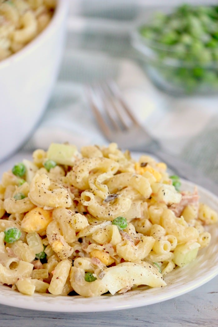 Tuna pasta salad on a plate