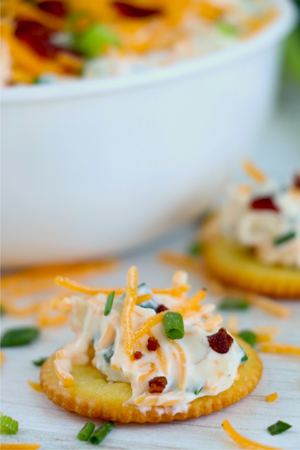 cracker topped with Neiman Marcus dip