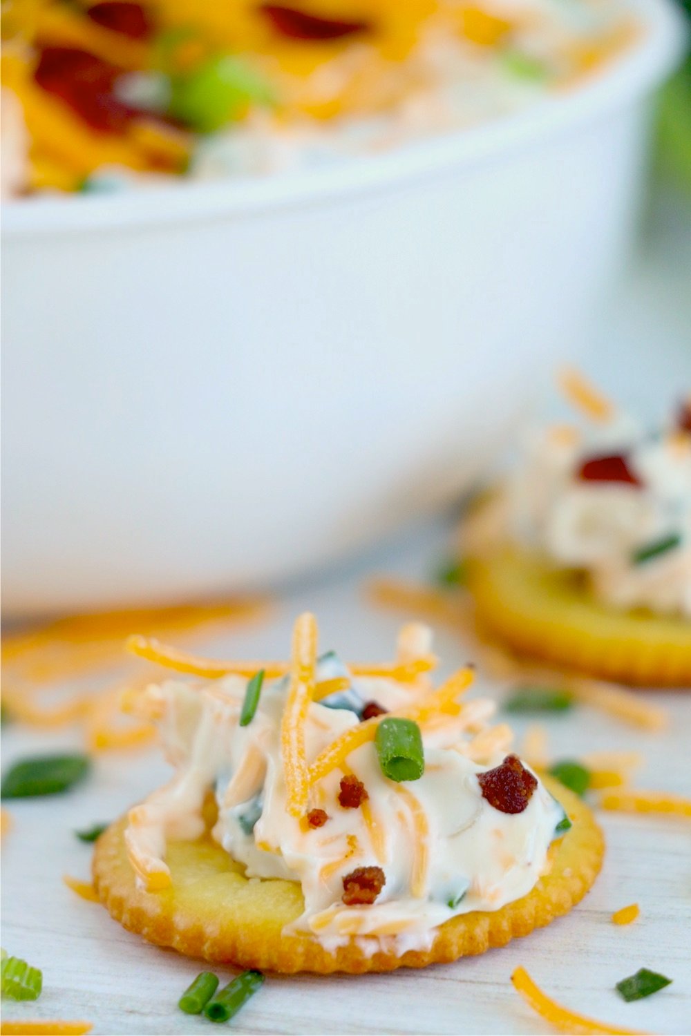 cracker topped with Neiman Marcus dip