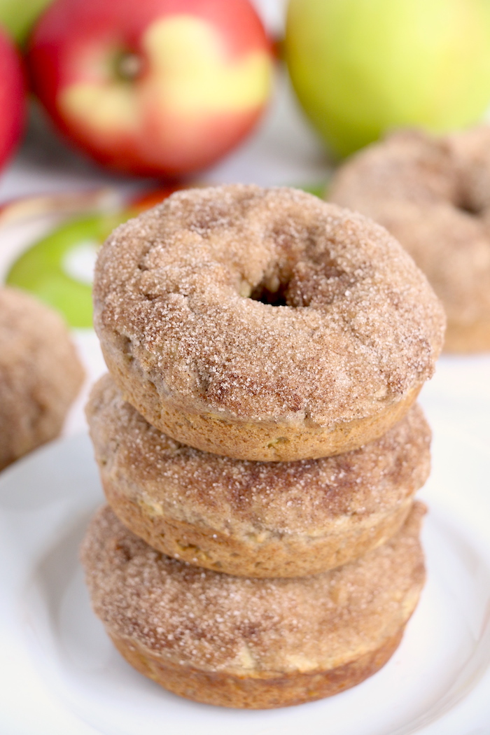 Stack of baked apple donuts