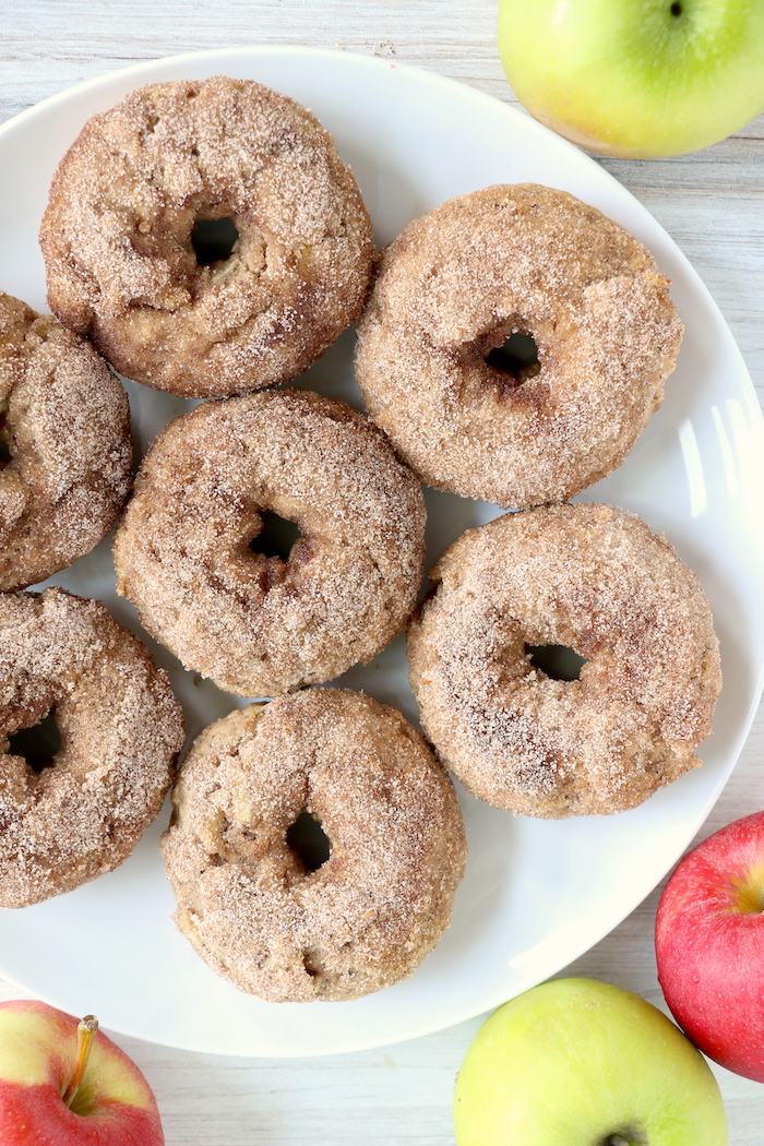 Plate of baked apple donuts