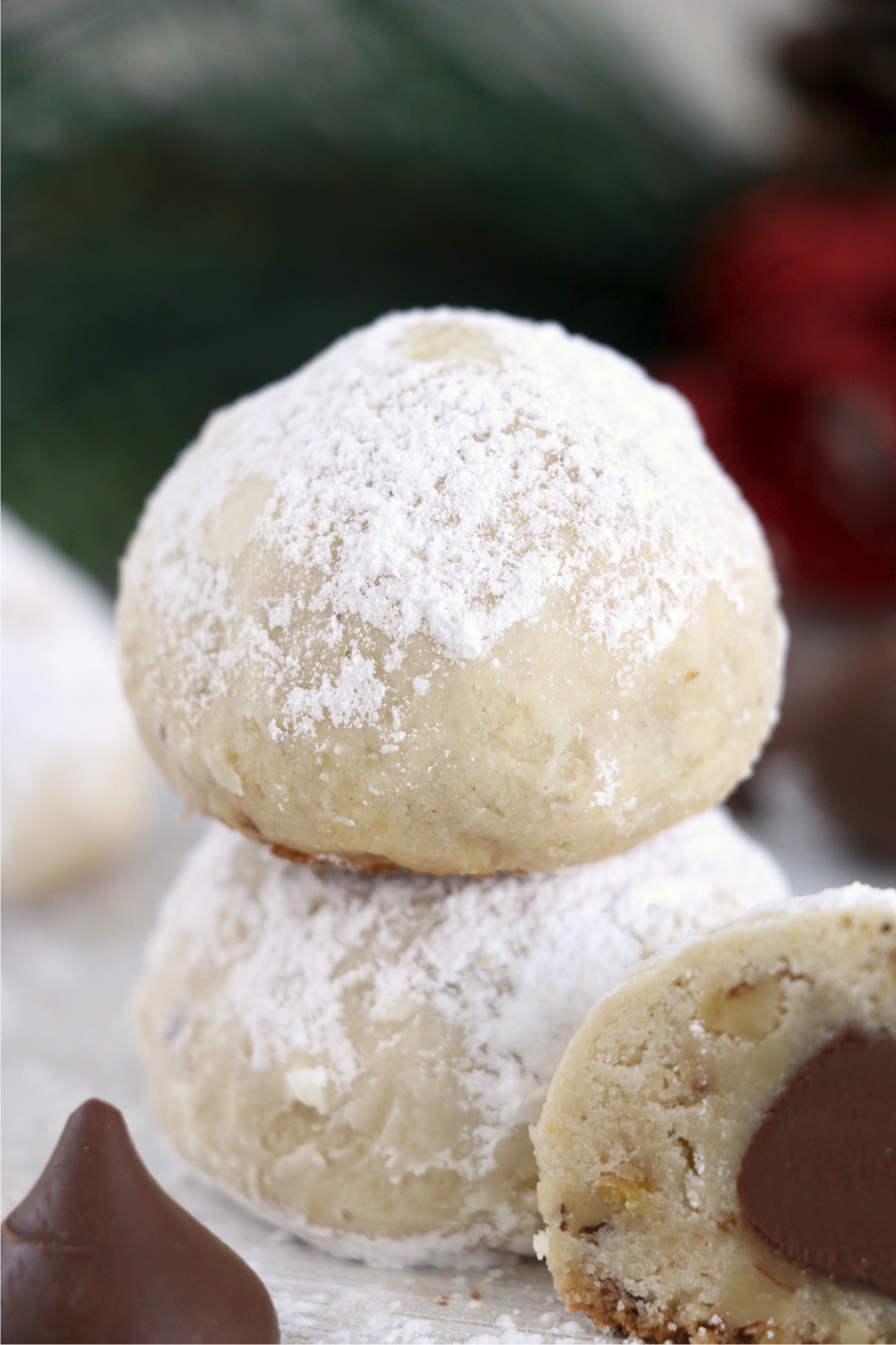 Stack of snowball cookies