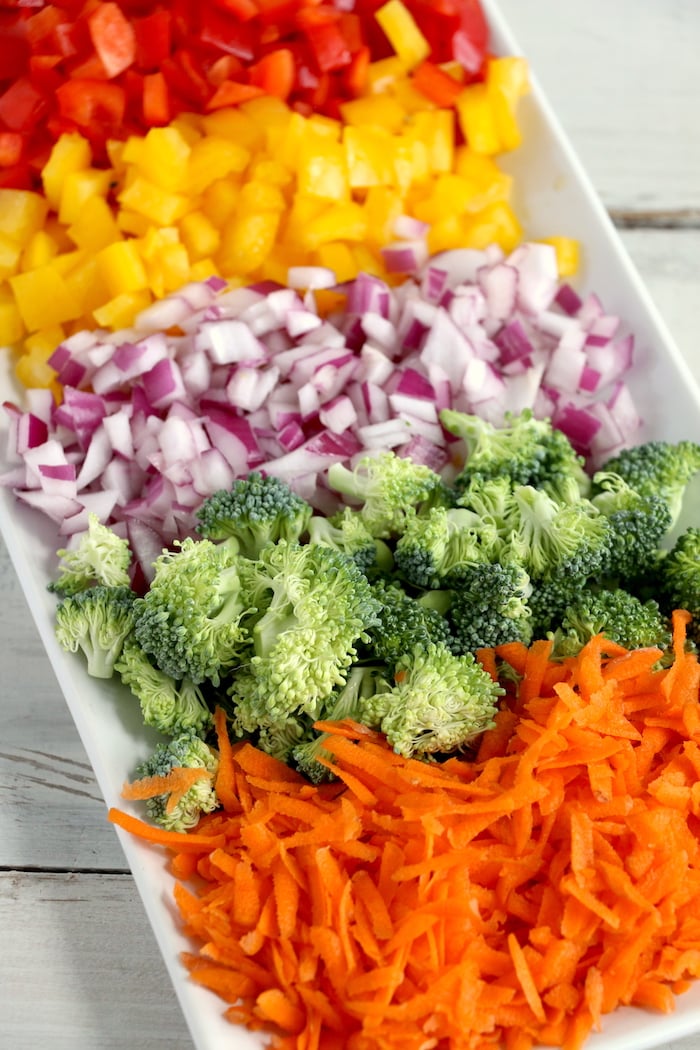 platter of chopped up vegetables