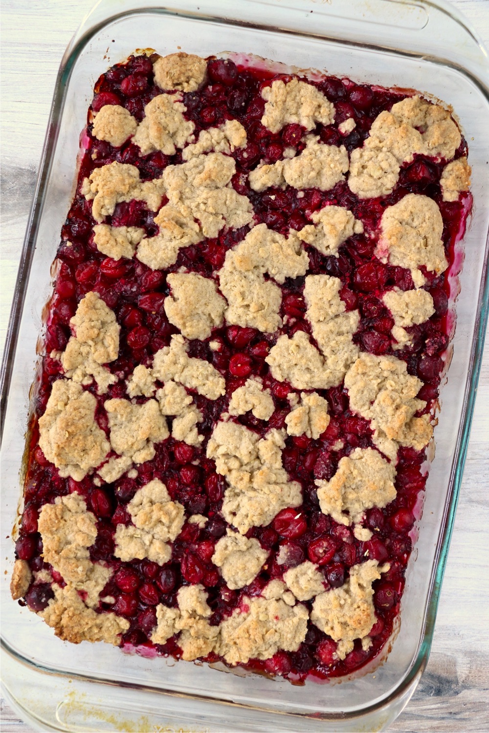 Cranberry bars topped with oatmeal crumble