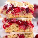 stack of cranberry crumble bars