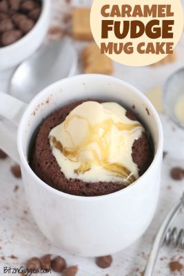 Caramel Fudge Mug Cake - Bitz & Giggles