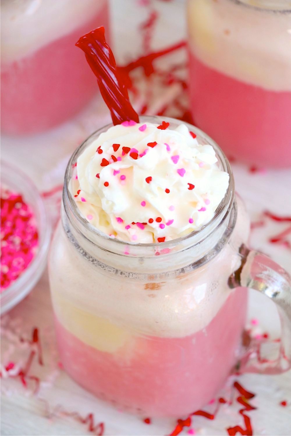 top view of cherry float drink