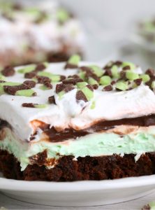 mint and chocolate layered dessert on a plate