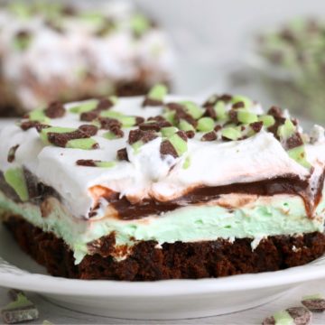 mint and chocolate layered dessert on a plate