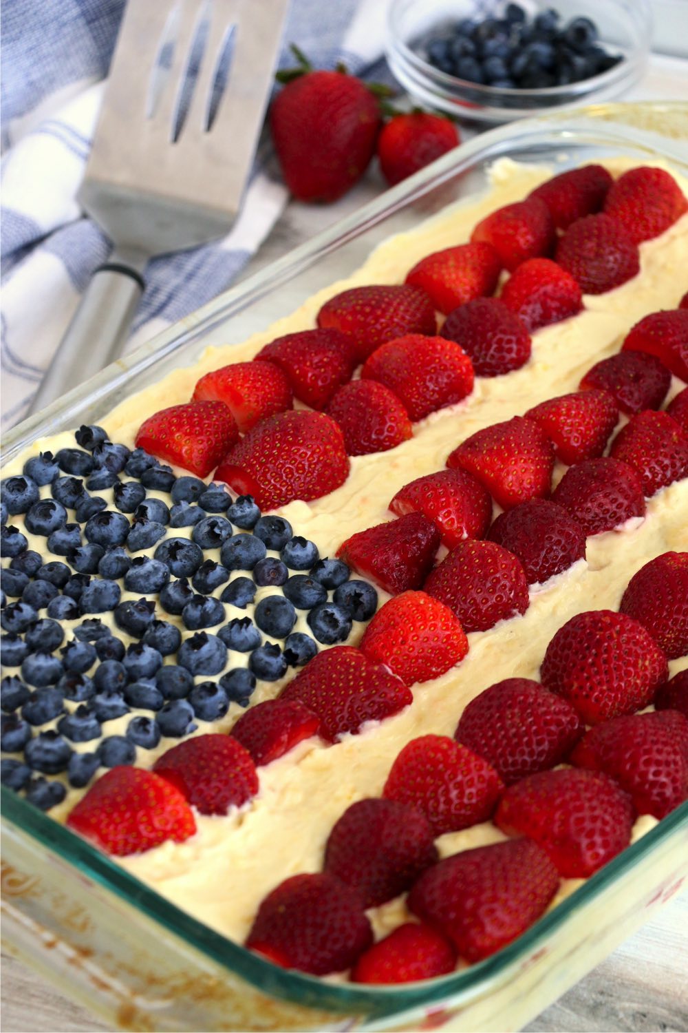 Icebox cake with red, white and blue flag design