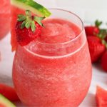red wine slushie with strawberries and watermelon