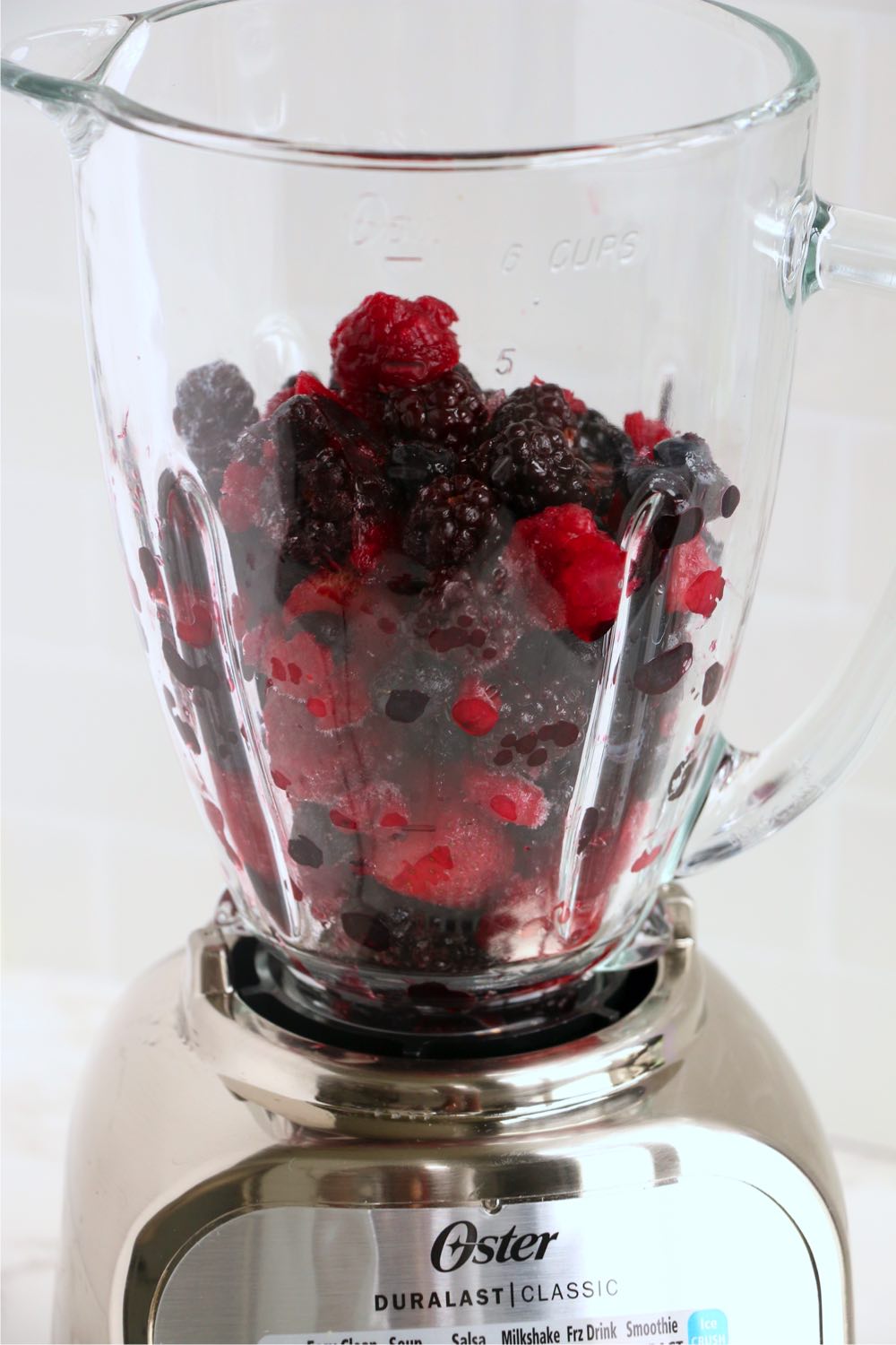 Frozen berries in blender