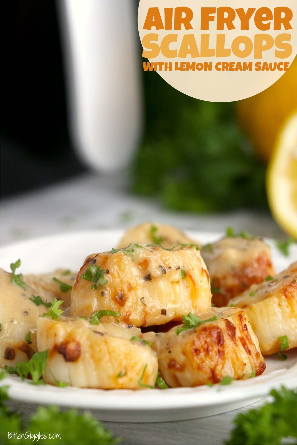 Air Fryer Scallops with Lemon Cream Sauce