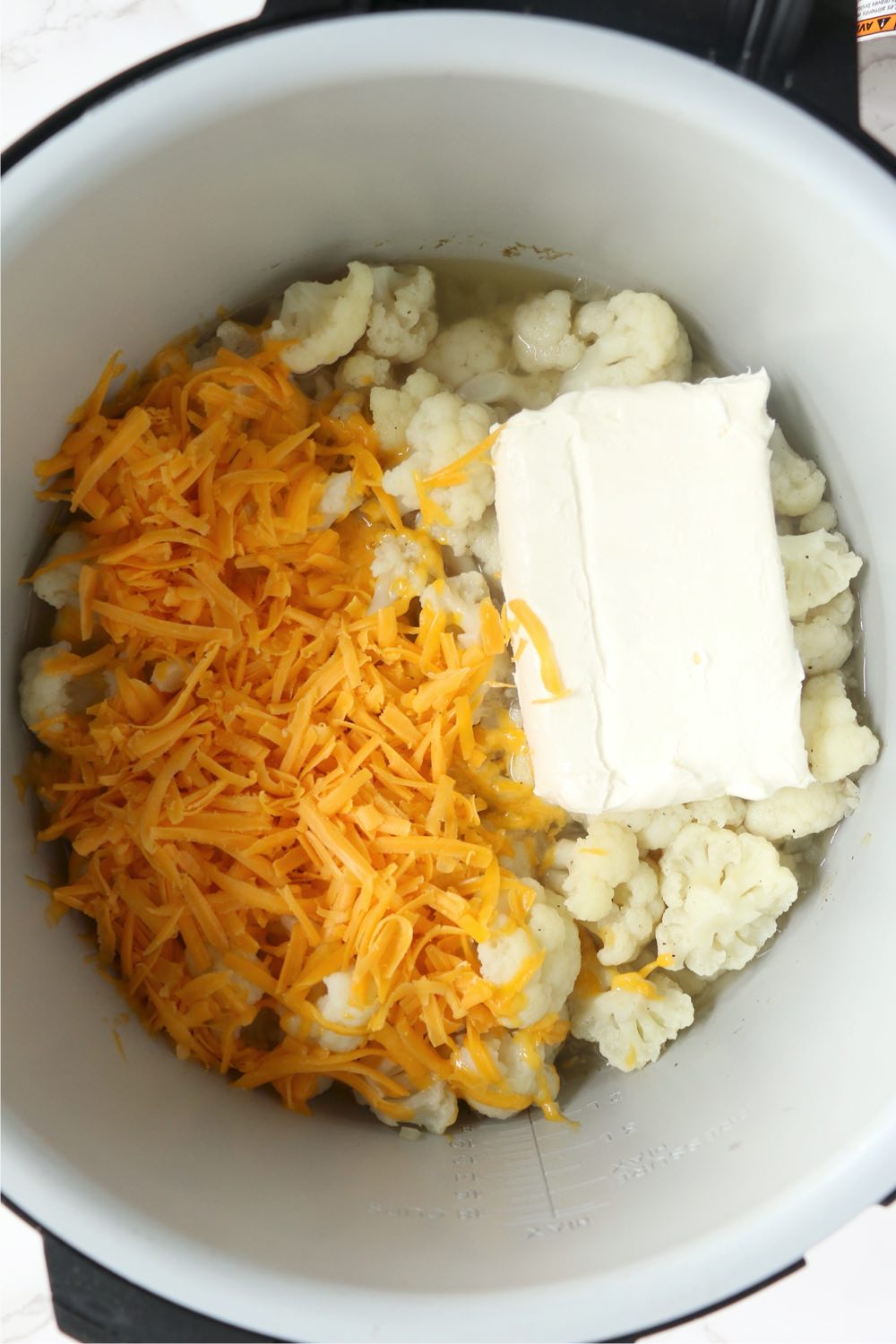 Cauliflower, cheese and cream cheese in Ninja Foodi cooking pot