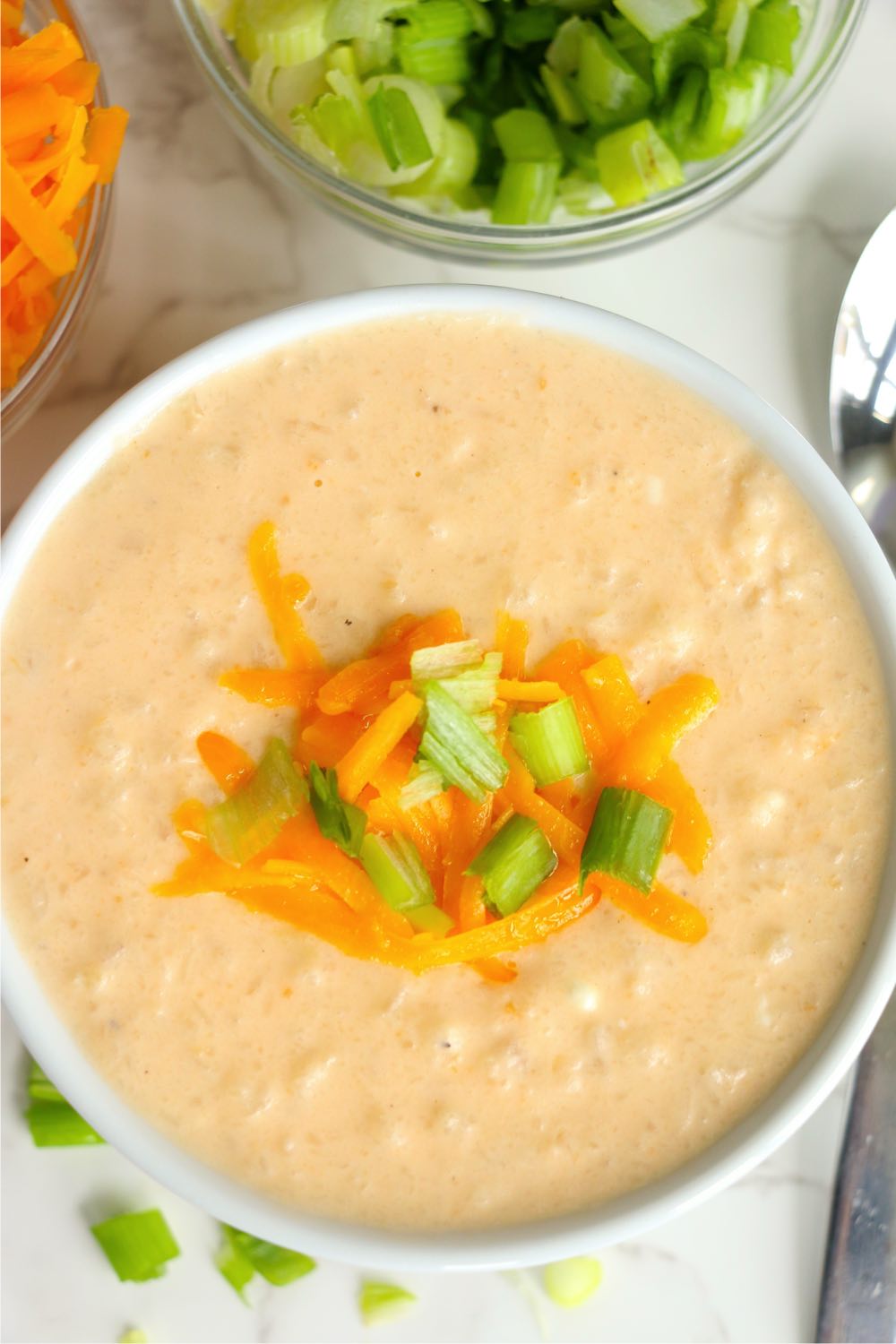 Aerial view of cauliflower soup