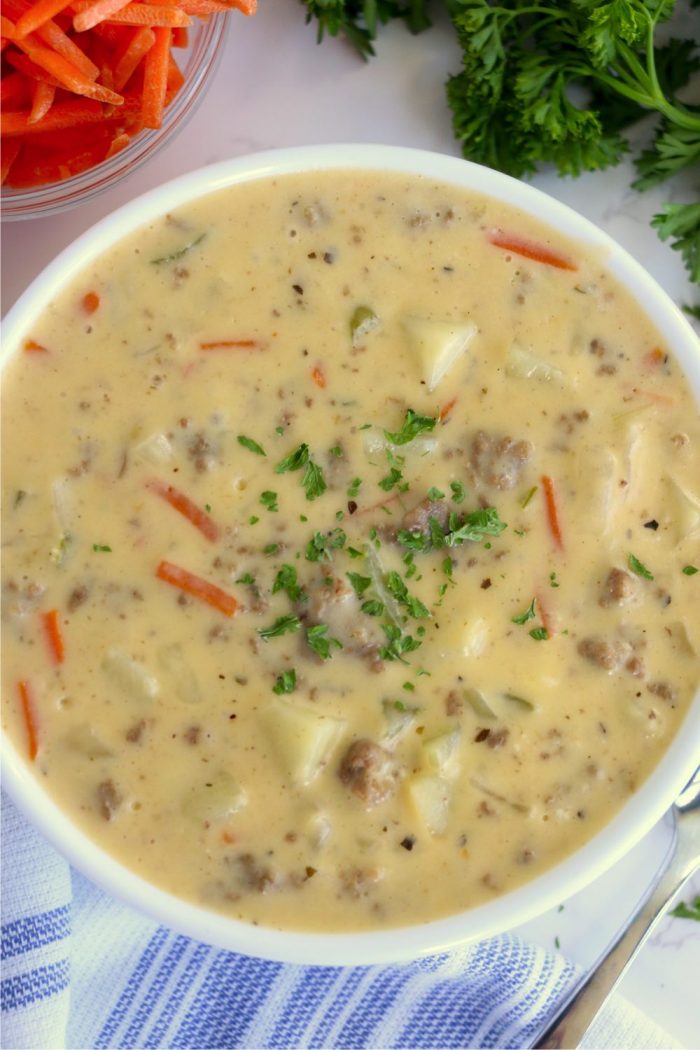 Cheeseburger Soup - Bitz & Giggles