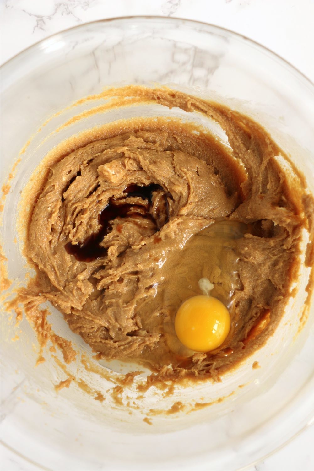 egg and peanut butter mixture in a bowl