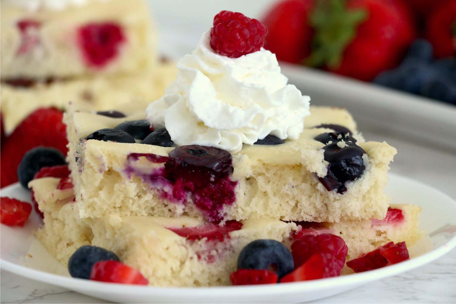 sheet pan pancakes with whipped cream