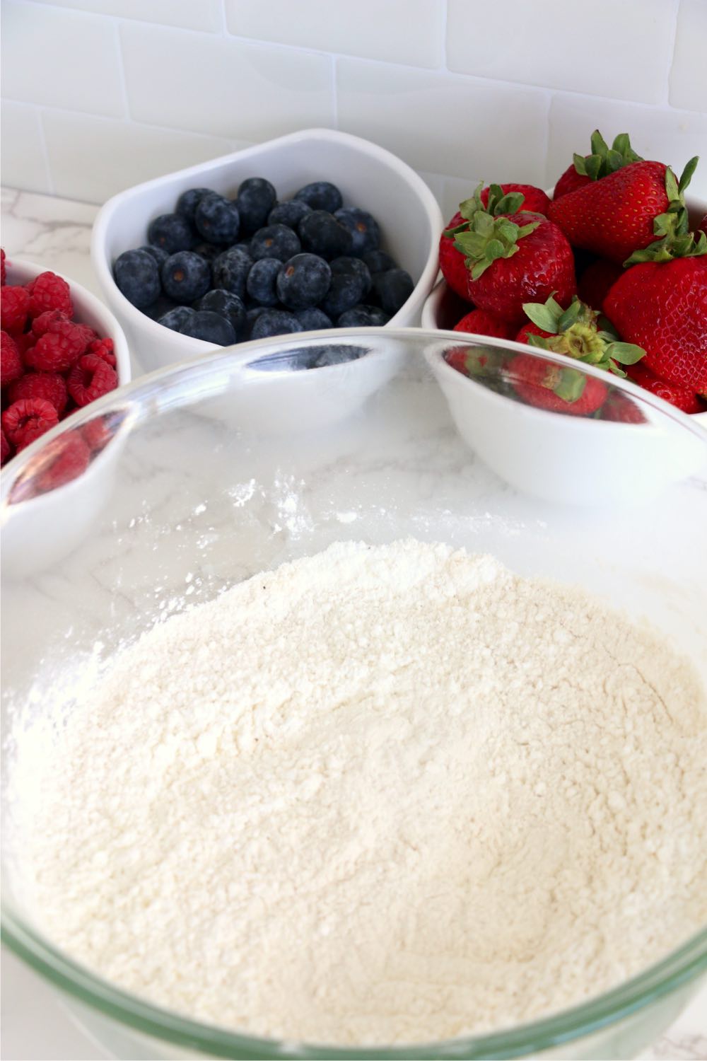 dry pancake ingredients in glass bowl