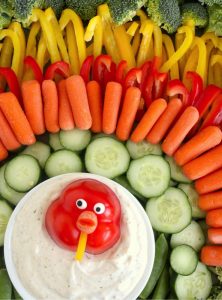 vegetables arranged in the shape of a turkey