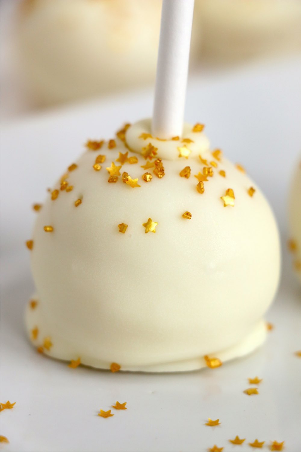 close up of champagne cake pop