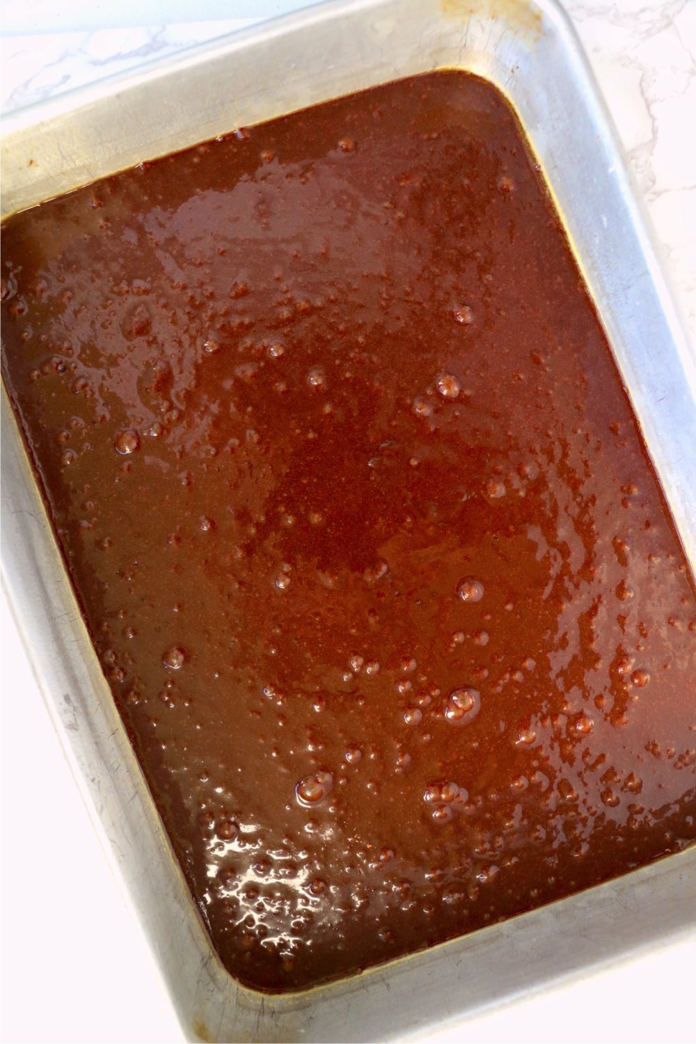 pan of brownie batter
