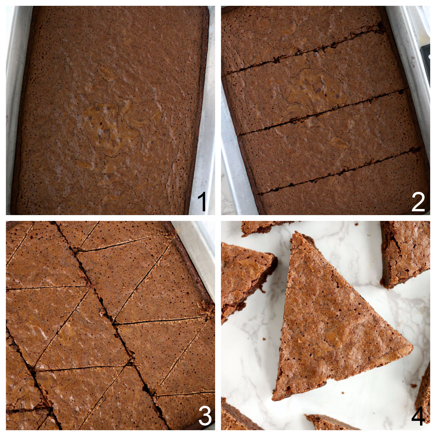 steps to cutting out Christmas tree brownies