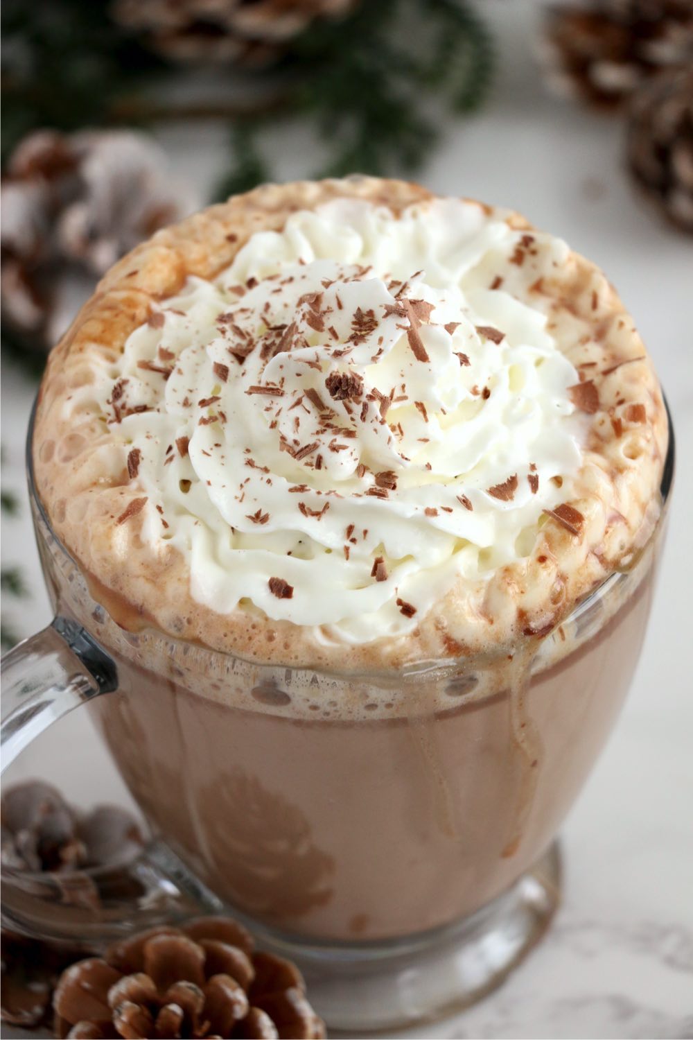 decadent mug of whipped hot chocolate