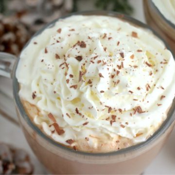mug of hot chocolate with whipped topping