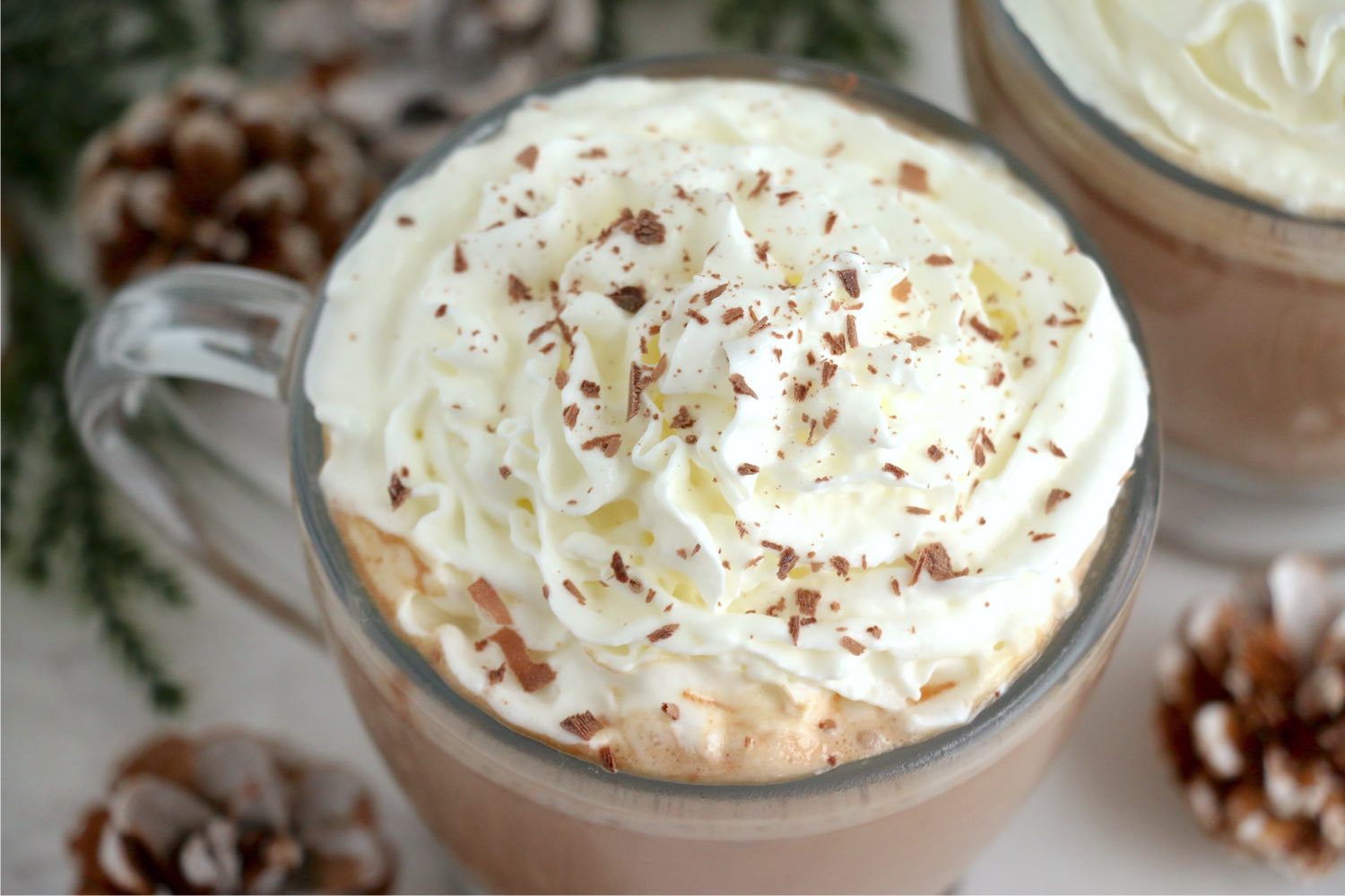 mug of hot chocolate with whipped topping
