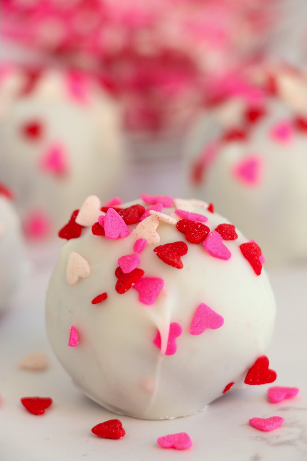 Valentines' truffle covered in sprinkles
