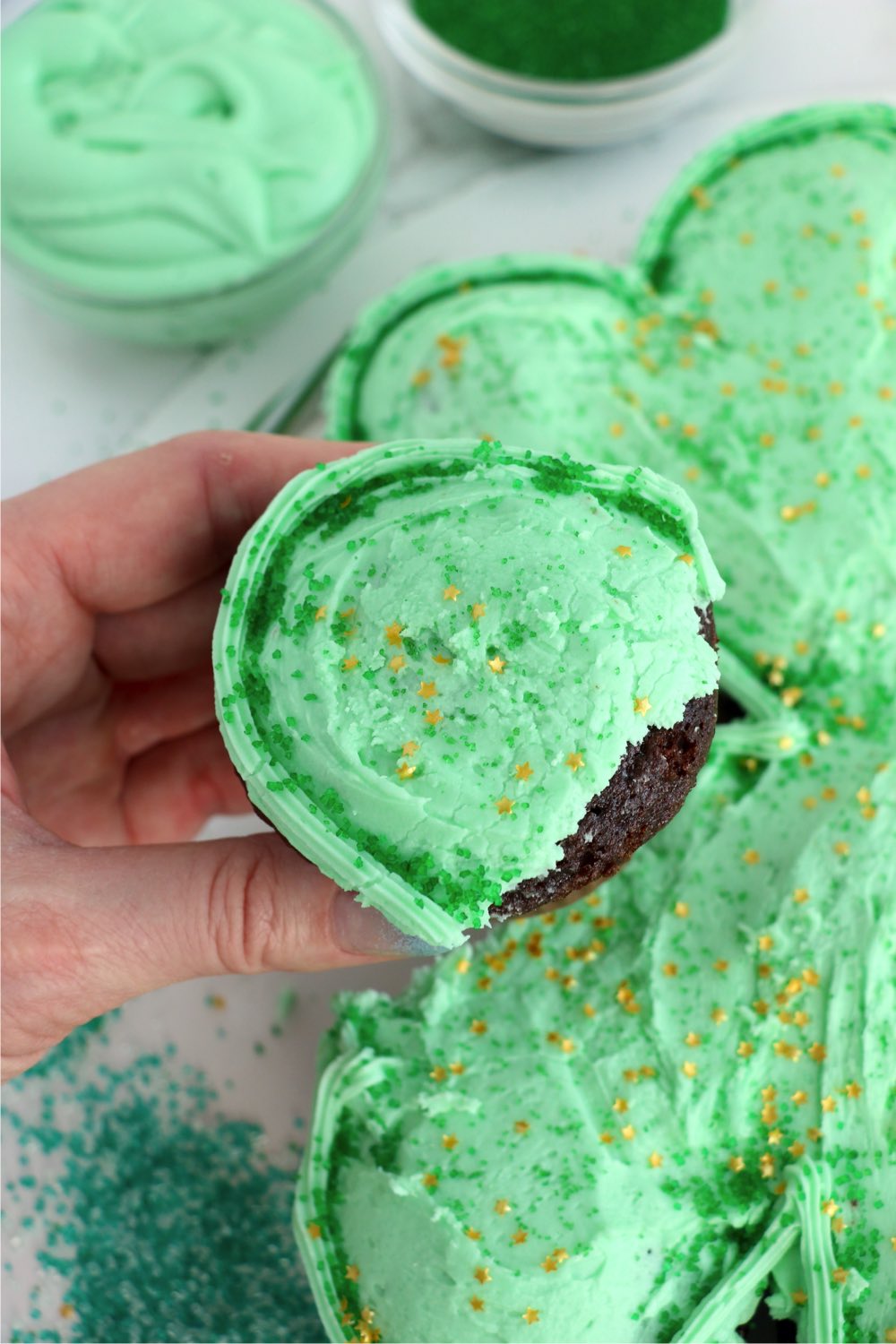green cupcake from a pull apart cupcake cake