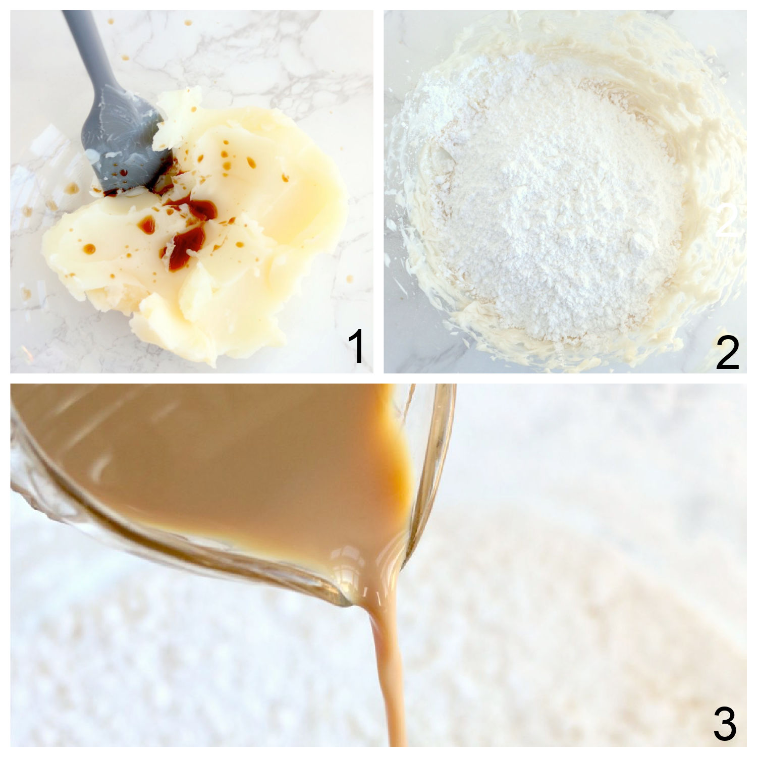 steps for making Bailey's frosting
