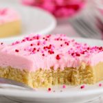 Valentine's cake bars with bite out