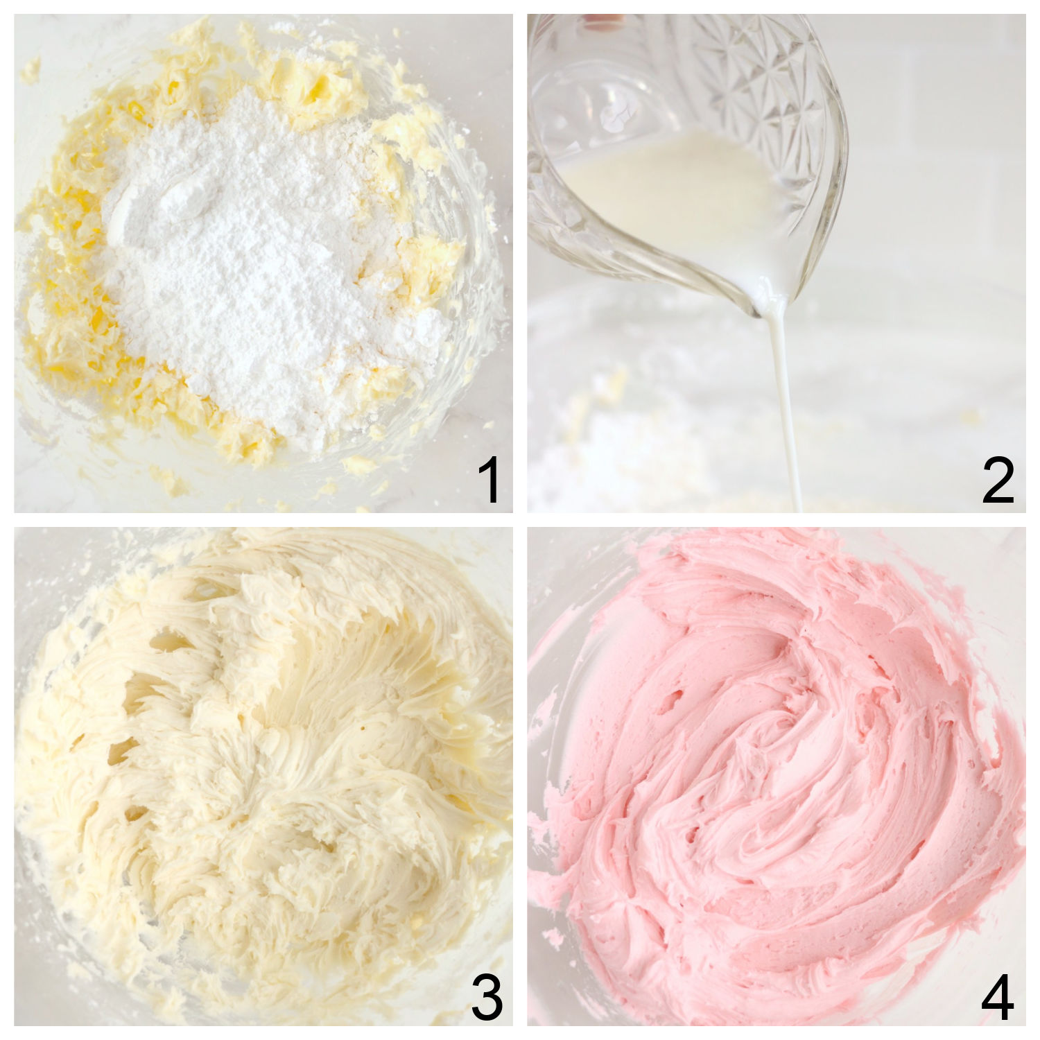 steps for making pink buttercream frosting