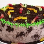 Oreo cake topped with gummy worms