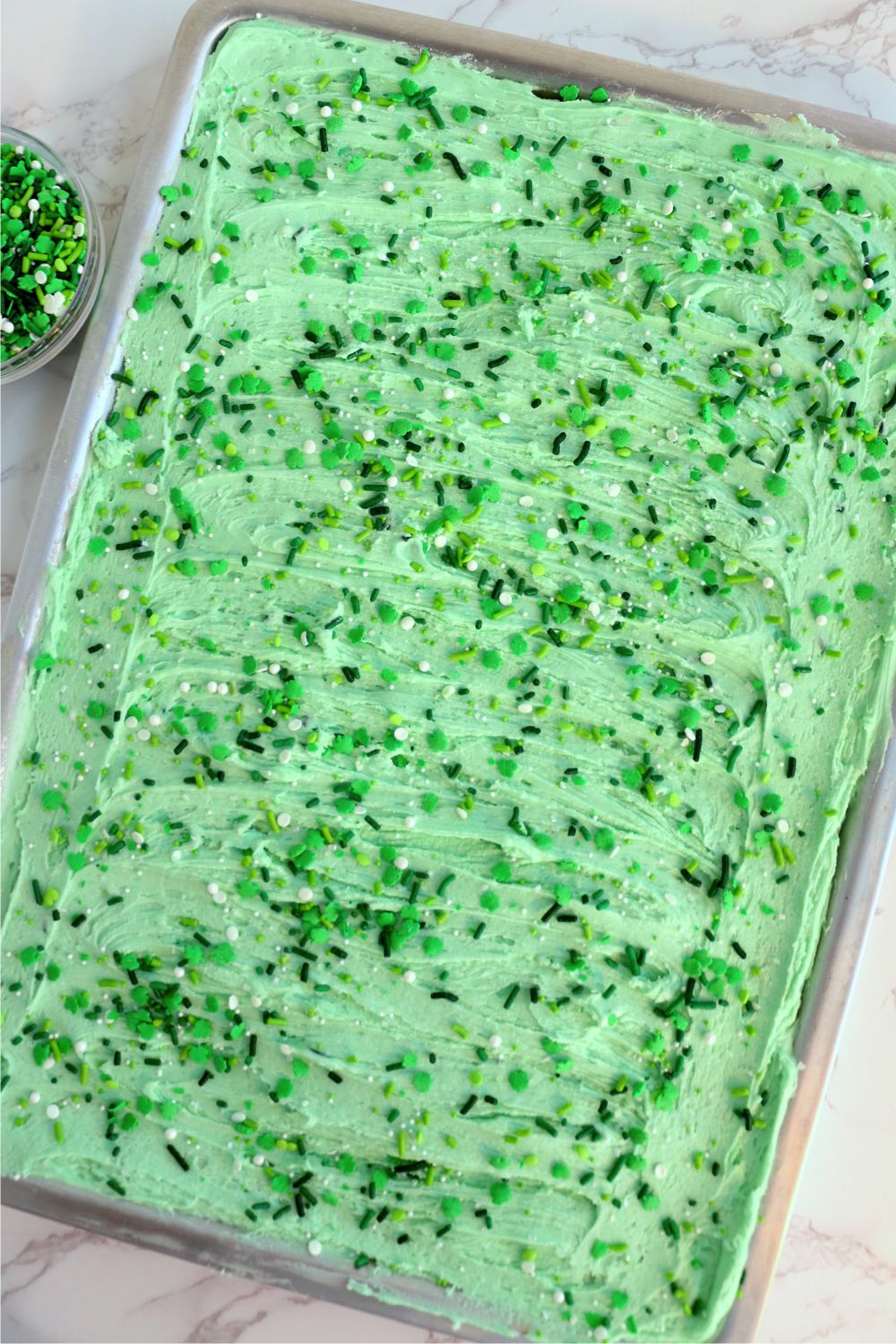 pan of cake bars for St. Patrick's Day