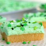 sugar cookie bars with green sprinkles
