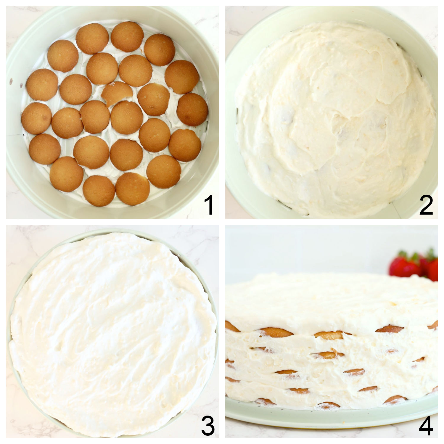 steps for making cake with Nilla wafers