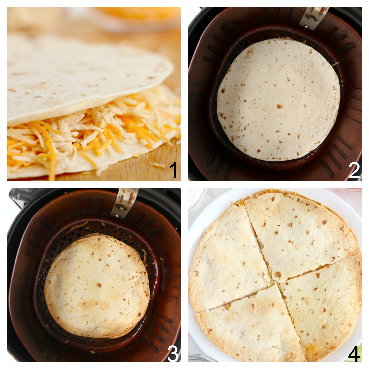 steps for air frying a quesadilla