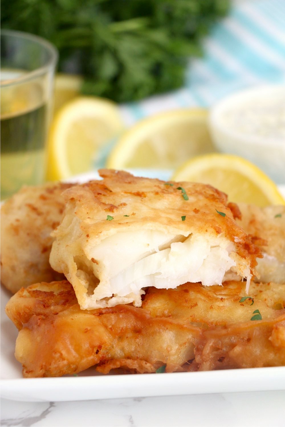 Inside view of beer battered fish