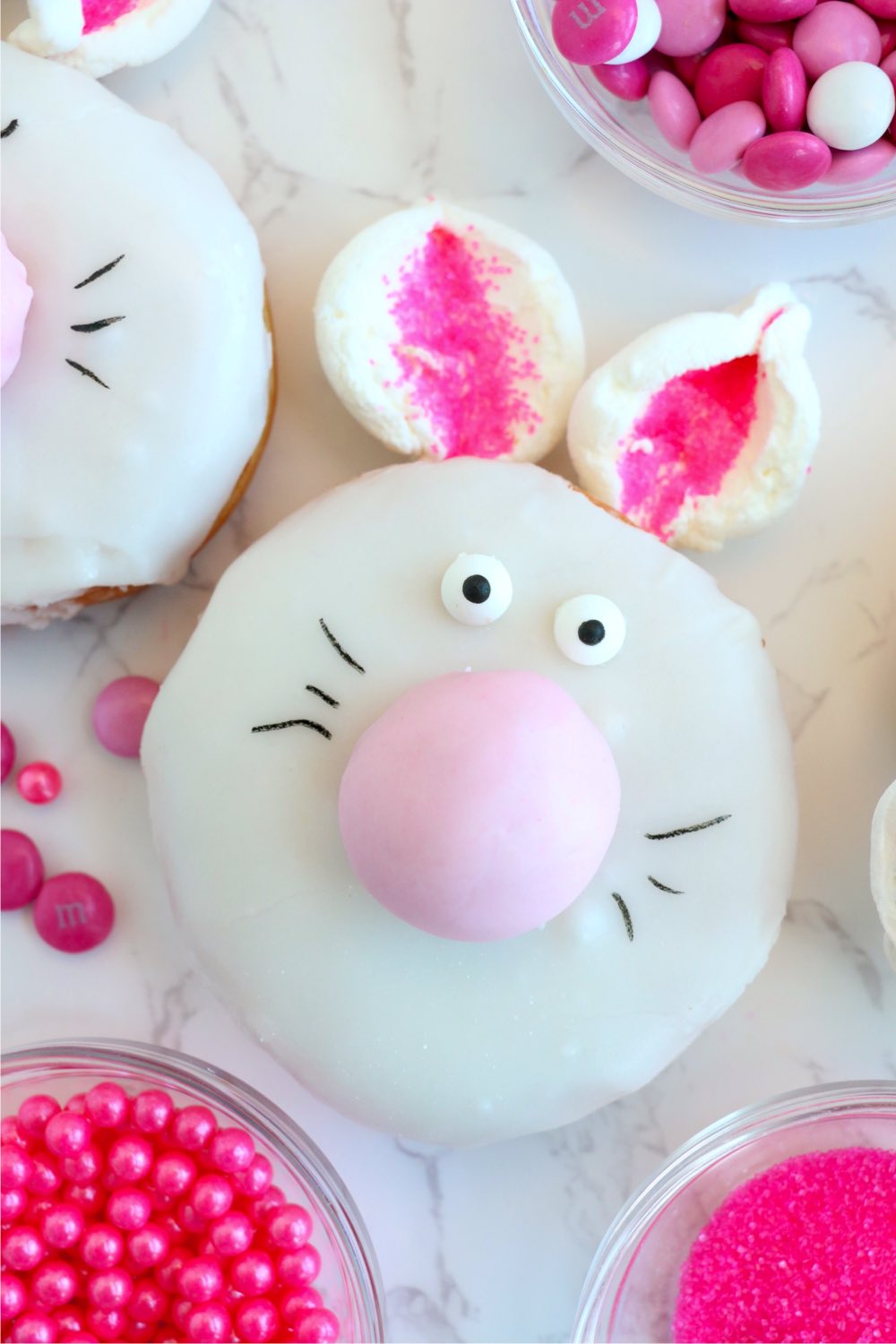 Easter bunny face on donut