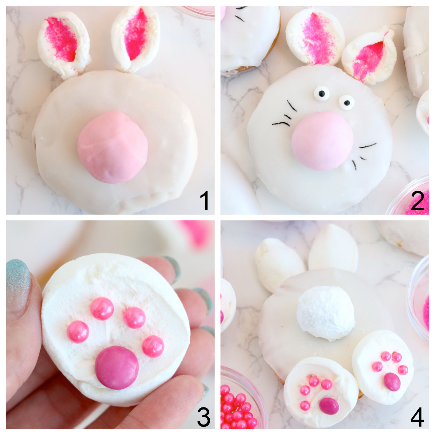 steps for making bunny donuts