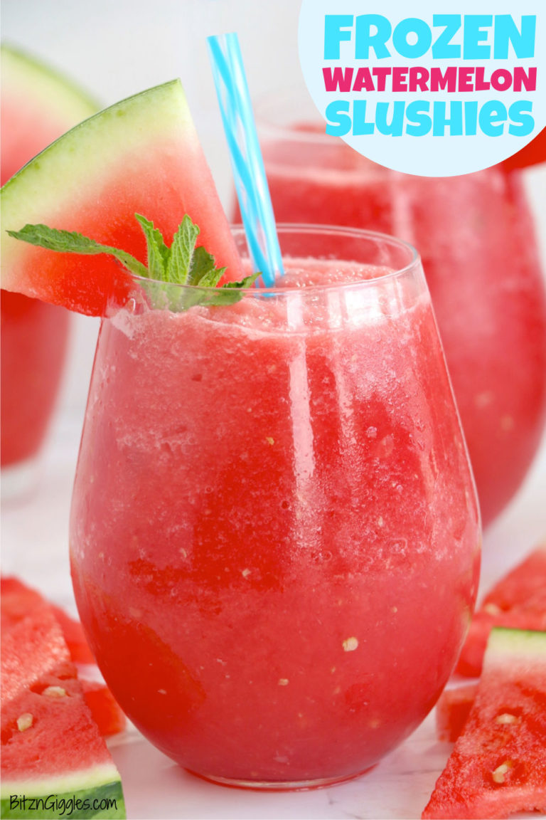 Frozen Watermelon Slushies - Bitz & Giggles