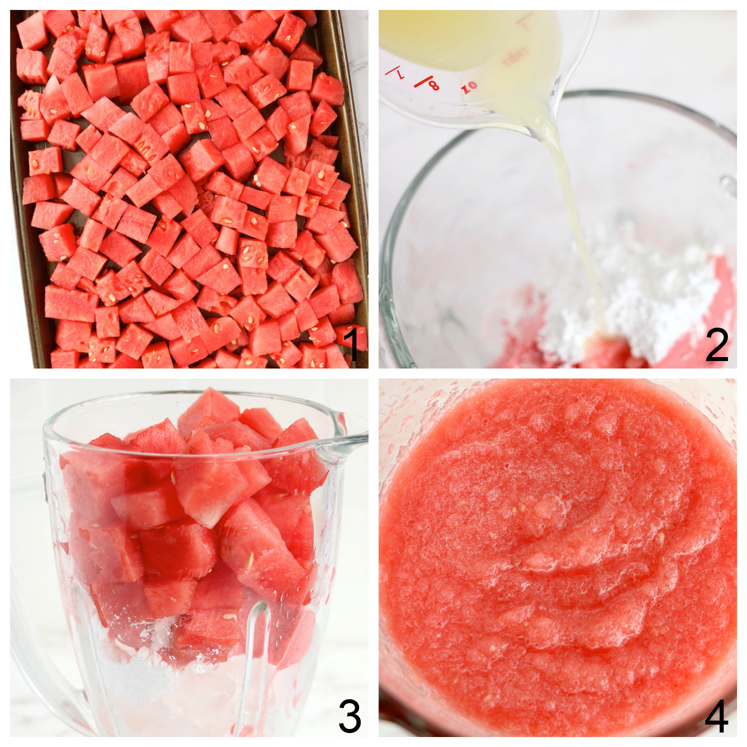 steps for making watermelon slush in a blender