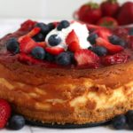 cheesecake topped with berries and made in the air fryer
