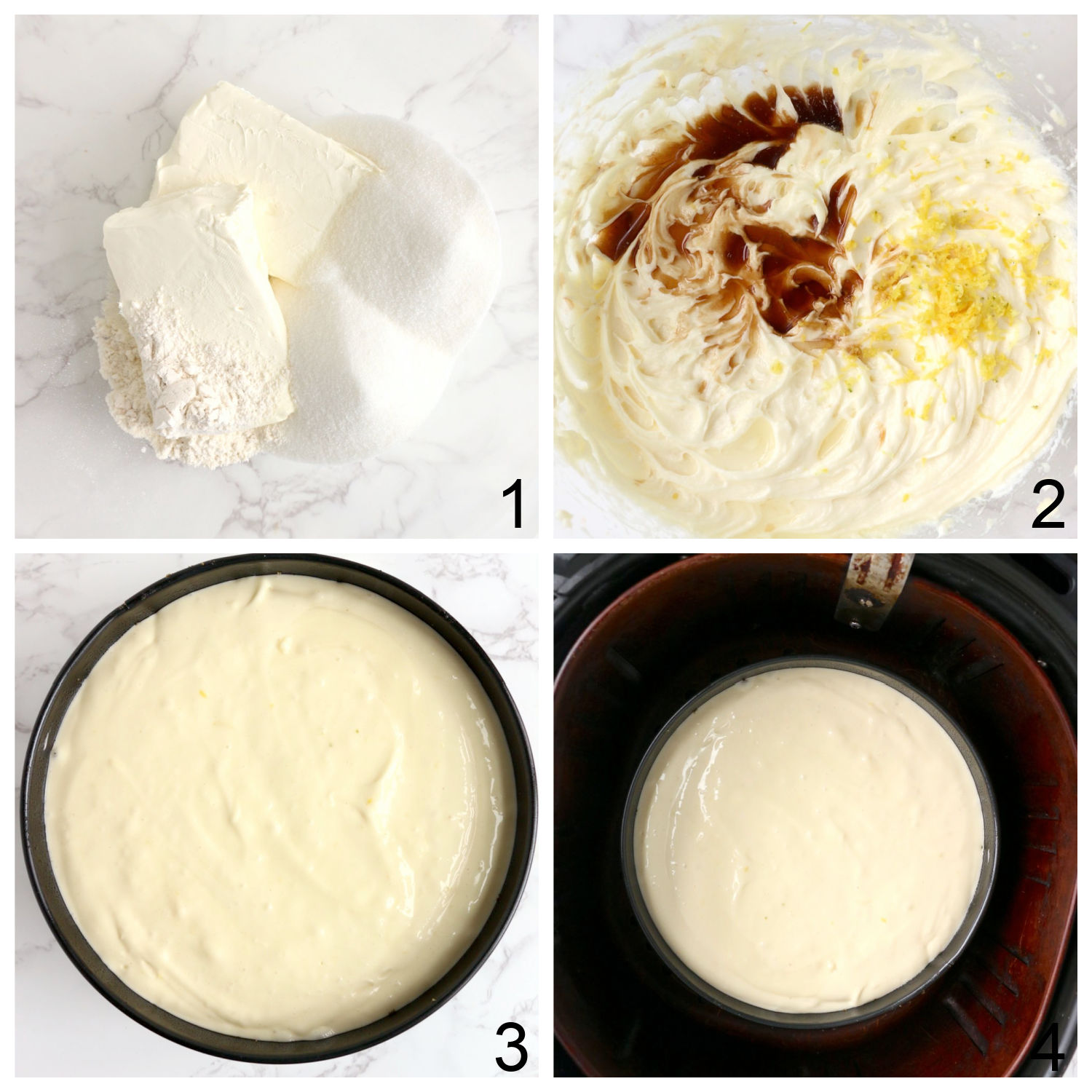 steps for making a cheesecake in the air fryer